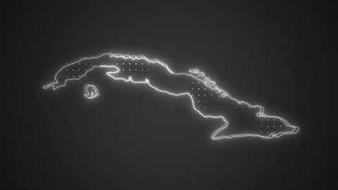 Neon White Cuba Map Borders Outline Background Wallpaper Stock Illustration