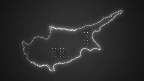Neon White Cyprus Map Borders Outline Background Wallpaper Stock Illustration