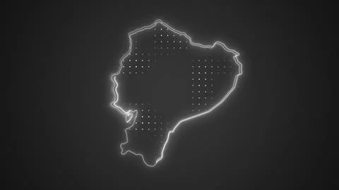 Neon White Ecuador Map Borders Outline Background Wallpaper Stock Illustration