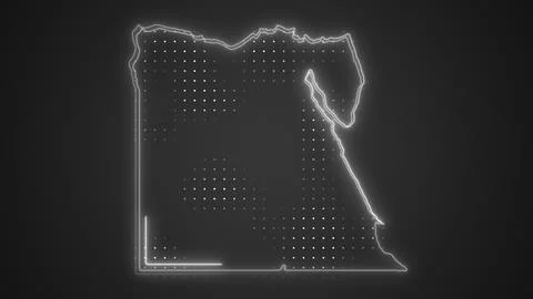 Neon White Egypt Map Borders Outline Background Wallpaper Stock Illustration