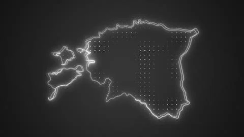 Neon White Estonia Map Borders Outline Background Wallpaper Stock Illustration