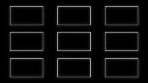Neon white frames flickering on black background in digital grid motion gra.. Stock Footage 334829696