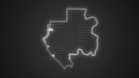 Neon White Gabon Map Borders Outline Background Wallpaper Stock Illustration