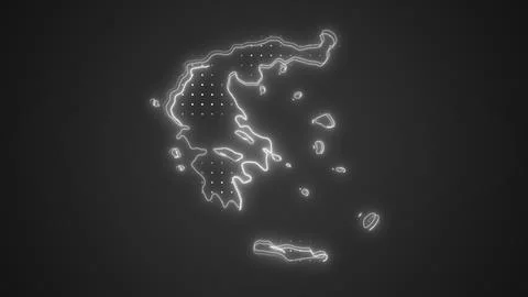 Neon White Greece Map Borders Outline Background Wallpaper Illustrazione stock