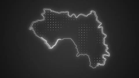 Neon White Guinea Map Borders Outline Background Wallpaper Stock Illustration