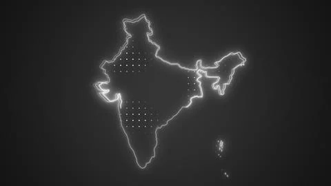 Neon White India Map Borders Outline Background Wallpaper Illustrazione stock