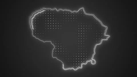 Neon White Lithuania Map Borders Outline Background Wallpaper Stock Illustration