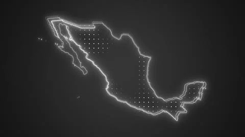 Neon White Mexico Map Borders Outline Background Wallpaper Stock Illustration