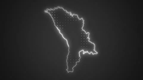 Neon White Moldova Map Borders Outline Background Wallpaper Stock Illustration