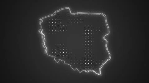 Neon White Poland Map Borders Outline Background Wallpaper Stock Illustration
