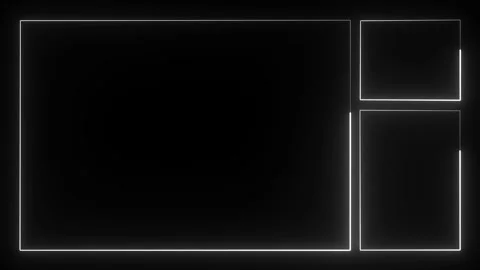 Neon white rectangular frame on black background for streaming overlay Stock Footage 338003994