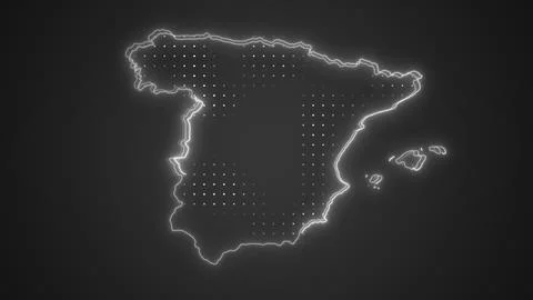 Neon White Spain Map Borders Outline Background Wallpaper Stock Illustration