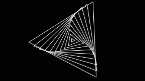 Neon white triangle on a black background Stock Footage 147905451