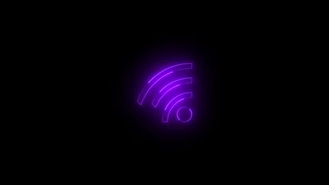 Neon wifi call bars icon glowing black background animation 库存影片 289733748