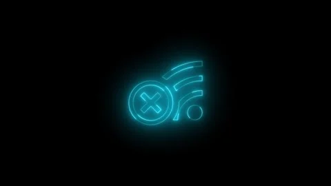 Neon wifi error solid icon glowing black background animation Vídeos de archivo 289733909