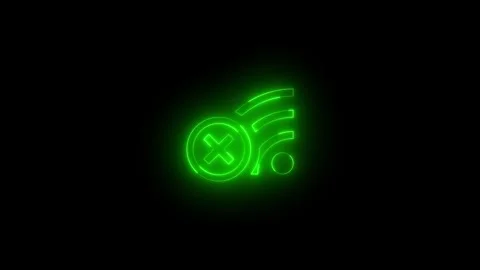 Neon wifi error solid icon glowing black background animation Stock Footage 289733915
