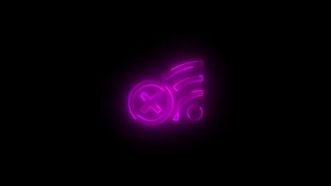 Neon wifi error solid icon glowing black background animation Video stock 289733927
