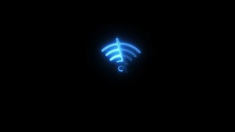 Neon WIFI no internet icon animated video Stock Footage 294064877