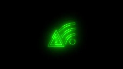 Neon wifi warning icon glowing black background animation Vidéo 289734146