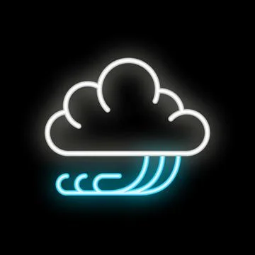 Neon wind blowing under a bright cloud at night Stock Illustration