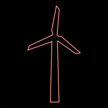 Neon wind generator red color vector illustration image flat style 스톡 일러스트