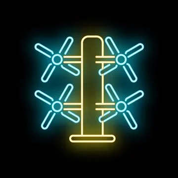 Neon wind turbine tower generating clean energy イラスト素材
