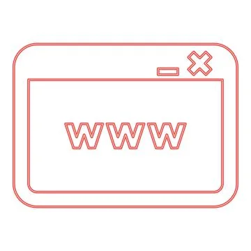 Neon window browser internet or web page red color vector illustration image  Stock Illustration