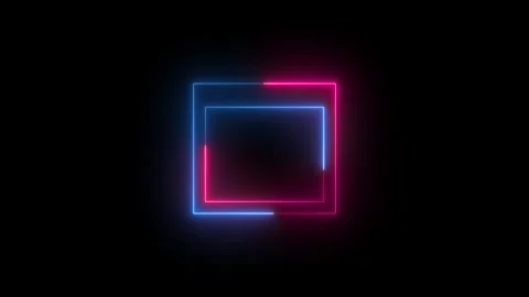 Neon window decoration square icon blue pink color animation black backgroun Stock Footage 265400124