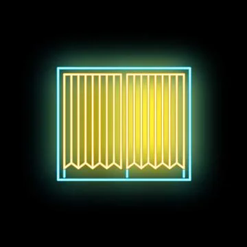 Neon window icon glowing with yellow curtains Ilustración de archivo