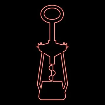 Neon wing corkscrew for opening wine bottles cork screw red color vector illu Stock Illustration