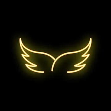 Neon wings spreading on a black background Stock Illustration