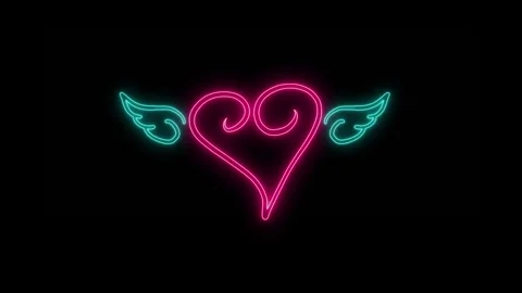 Neon Wingy Heart 스톡 동영상 244416872