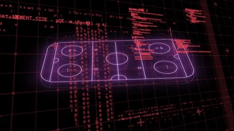 Neon wireframe panel glowing and rotating after red code pulse, revealing Stock Footage 328266385