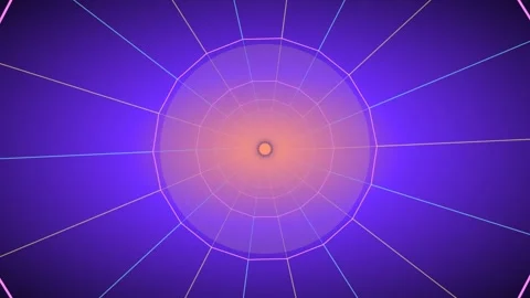 Neon wireframe tunnel in retro synthwave style Stock Footage 336349592