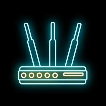 Neon wireless router connecting modern internet technology Stock Illustration