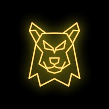 Neon wolf head glowing on black background Stock Illustration