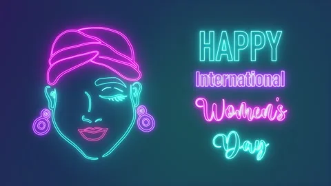 NEON WOMENS DAY CARD Stock Footage 267085953