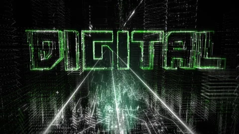Neon Word Digital Animated By Networking Code Program In Virtual Reality Stock Footage 263897989