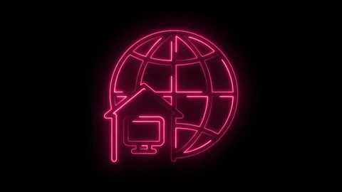 Neon work from home global network connection concept animation video Stock Footage 345998706