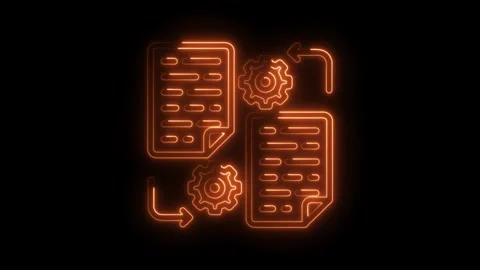 Neon workflow automation concept document processing and gear integration d.. Stock Footage 308998070
