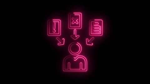 Neon workflow on black background animated process of a person with actions and Stock Footage 322957353