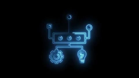 Neon workflow chart animation of idea generation and process improvement on.. Stock Footage 314536191