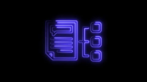 Neon workflow chart with business document outline glows on a black backgroun Stock Footage 312316901