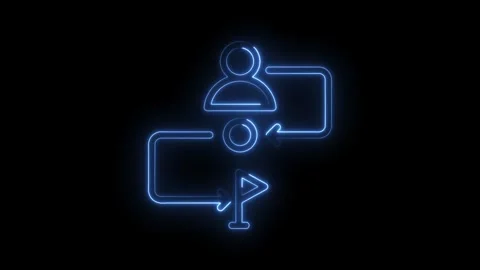 Neon workflow process animation loop for task management and productivity e.. Stock Footage 345997531