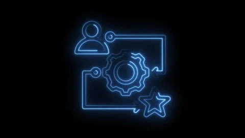 Neon workflow process from user to optimization and final result animation Stock Footage 330776963