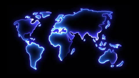 Neon World Map Stock Footage 274963458