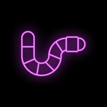 Neon worm glowing on black background representing computer virus Stockillustratie