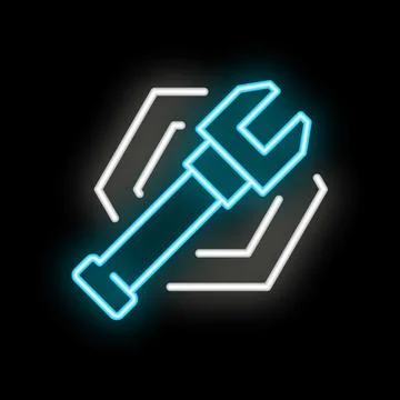Neon wrench icon representing technical support and maintenance 스톡 일러스트