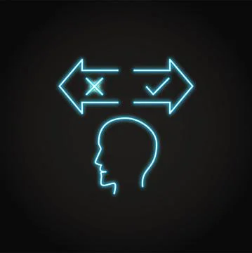 Neon wrong choice icon in line style Stock Illustration