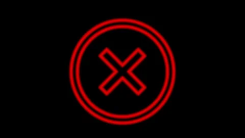 Neon x cross red wrong mark icon with a circle Stock Footage 326705510